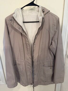 Men's Light Taupe Hooded Jacket with Sherpa Lining